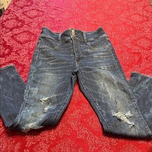 American Eagle Outfitters Ripped Denim Jeggings.